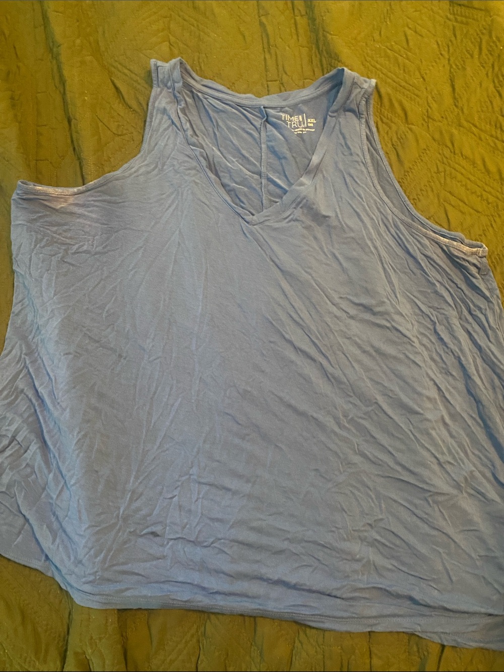 Time and Tru Light Blue V-Neck Tank Top